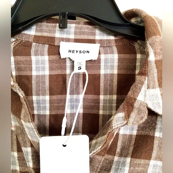 NWT Heyson Brown Plaid Tunic - Picture 4 of 6